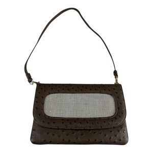 VTG ostrich leather Elegant Brown Shoulder Bag